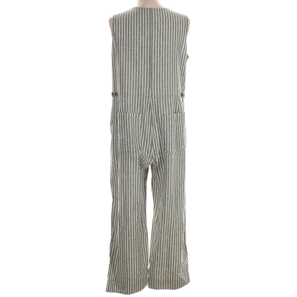 Duluth Trading Co Women 12 Hemp Jumpsuit Green Stripe Wide Leg Overalls NWT NEW - Picture 6 of 10